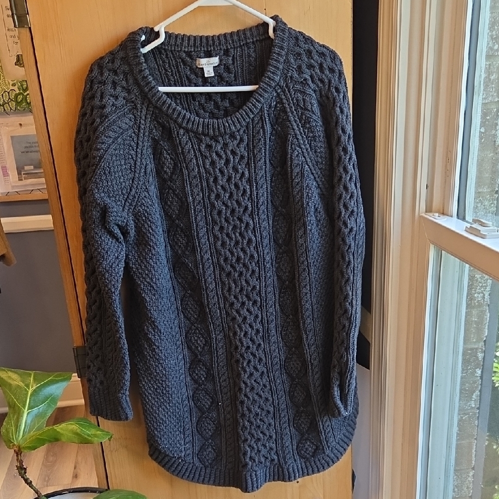 L.L. Bean Charcoal Cable Knit Crewneck Sweater